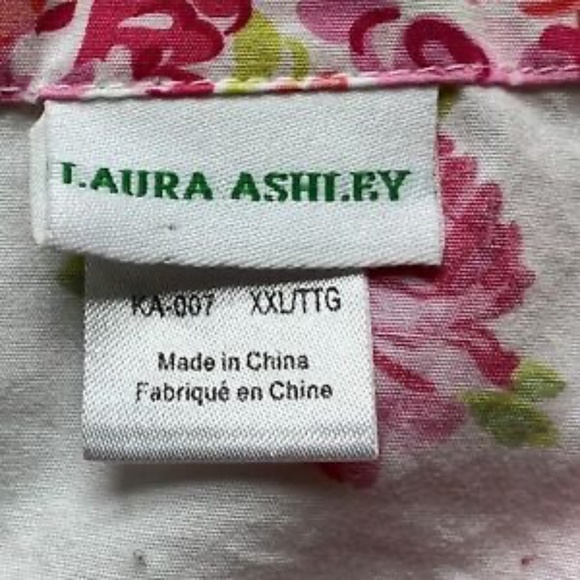 Laura Ashley Top Cotton Floral Pink Yellow Roses Size XXL Short Sleeves Pockets - Picture 6 of 7